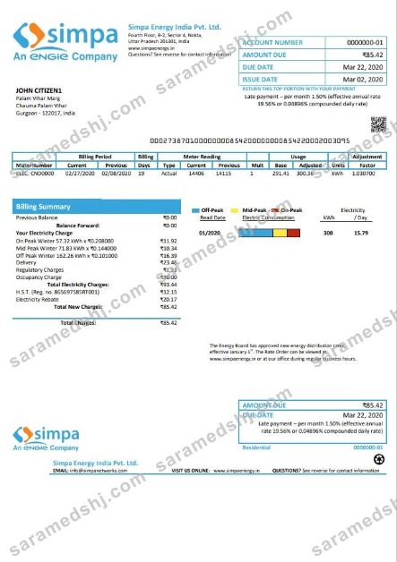 India Simpa Energy India Pvt. Ltd utility bill